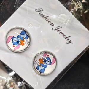 Lilo & Stitch Special Edition Pink Blue + Silver Jewelry Stud Earrings